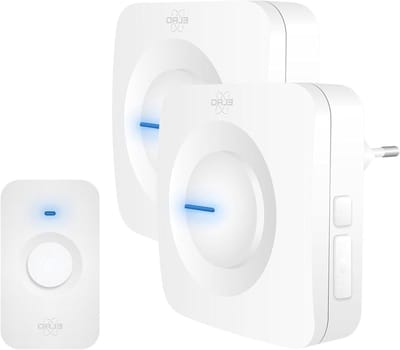Draadloze Deurbel Set - Bel met Ontvanger - Bezoek Melden - Twee Ontvangers - 300 Meter Bereik - Wit