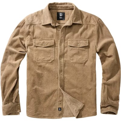 Brandit Klassieke Corduroy Blouse Longsleeve camel M - Katoen - Basics, Street wear