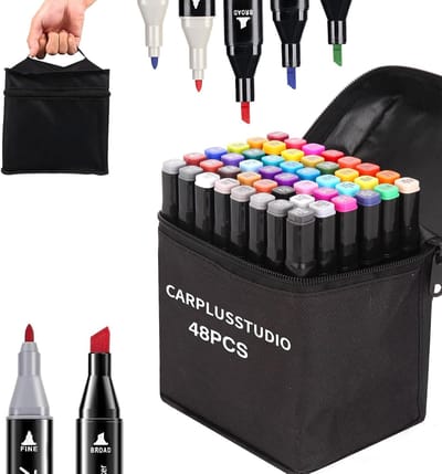 Alcohol Markers - Marker Set - 48 Kleuren - Alcohol Markers met Dubbele Punt - Ergonomisch Ontwerp - Voor Kunstenaars