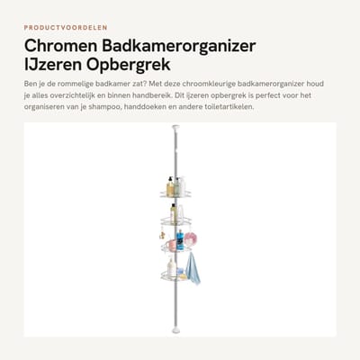 Dailygoods- Badkamerorganizer - Meerlagig Opbergrek - Duurzaam Materiaal - Elegant Design - Ruimtebesparend - Voor Shampoo en Handdoeken