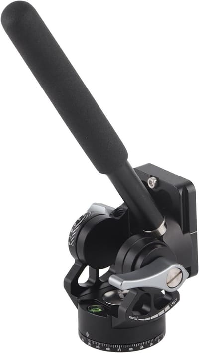 Aluminium Tripod Hoofd met Demping voor Panoramafotografie, Verstelbare Handgreep en 3/8 Inch Bevestiging voor Camera's