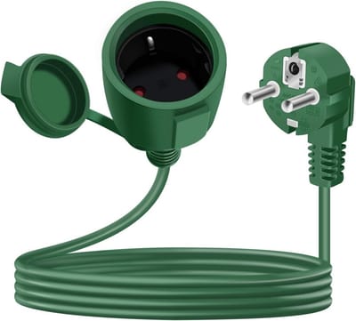 Verlengkabel Kort - Geaarde Kabel - Buiten Gebruik - 90 Graden Stekker - 2 Meter - Groen