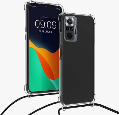 Arara Silicone Hoesje Xiaomi Redmi Note 10 Pro met zwarte verstelbare draagkoord Backcover / Hoesje / Case / Xiaomi