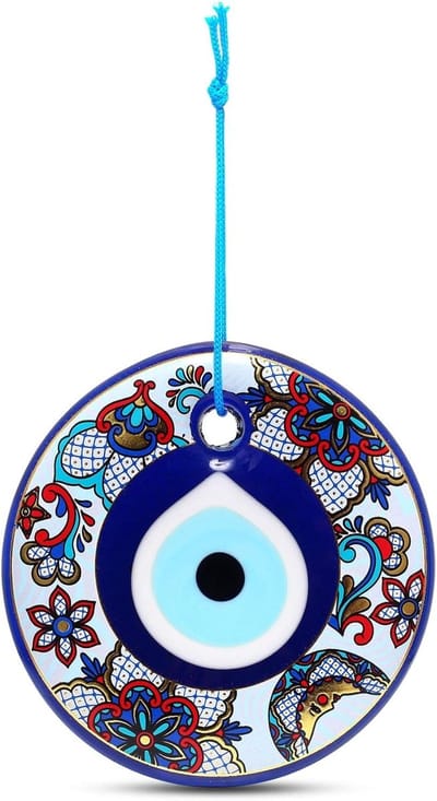 Oog van Fatima Wanddecoratie Goud en Blauw Kabbala Bescherming