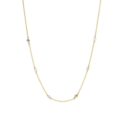 TI SENTO Dames Ketting - 925 zilver - Zirkonia met geel verguld - Maat 42 - 34097ZY