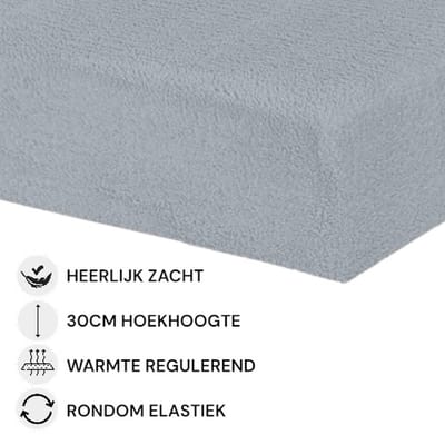 Husch - Teddy Fleece Hoeslaken - 140x200 - Antraciet