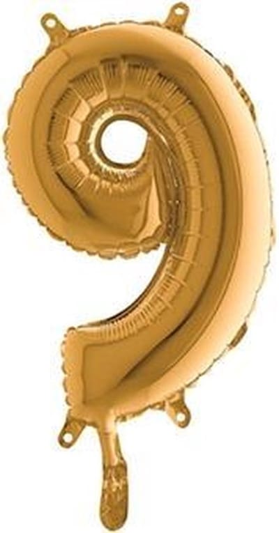 Folieballon - Cijfer 9 - Goud - Grabo balloon - 35cm