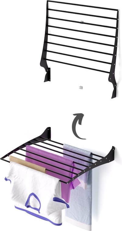 Foxydry Fold 60 black wasdroogrek wandmontage clicksysteem - 60 x 50 x 10 cm