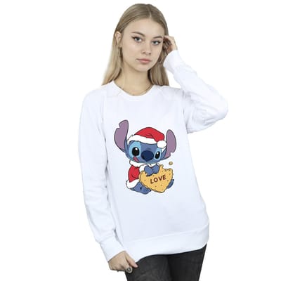 Disney Dames/Dames Lilo And Stitch Kerstmis Love Biscuit Sweatshirt (Wit)