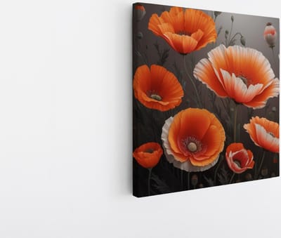 Saammp Canvas Schilderij - Oranje - Abstract - Bloemen - Natuur - 20x20 - Foto op canvas - Wanddecoratie - Muurdecoratie Woonkamer - Kantoor Decoratie