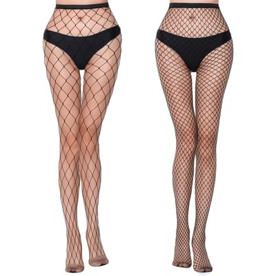 Visnetkousen Voor Vrouwen, Hoge Taille Panty Visnetkousen, Zwarte Dijhoge Panty's, One Size Past Iedereen One Size black