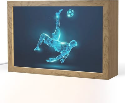 Nachtlampje 30x20 cm - Kinder lampje - Voetballer - Blauw - Neon - Tafellamp kinderkamer - Slaapkamer lamp - Bedlamp kinderen - Kinderlampje stopcontact - Wandlamp babykamer - Nachtlampjes