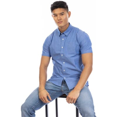 Peter Werth Overhemd met korte mouwen voor heren (Indigo)