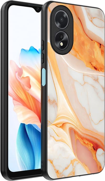 Smartphonica Telefoonhoesje Geschikt voor Oppo A18 met marmer opdruk - TPU backcover case marble design - Oranje geschikt voor Oppo A18