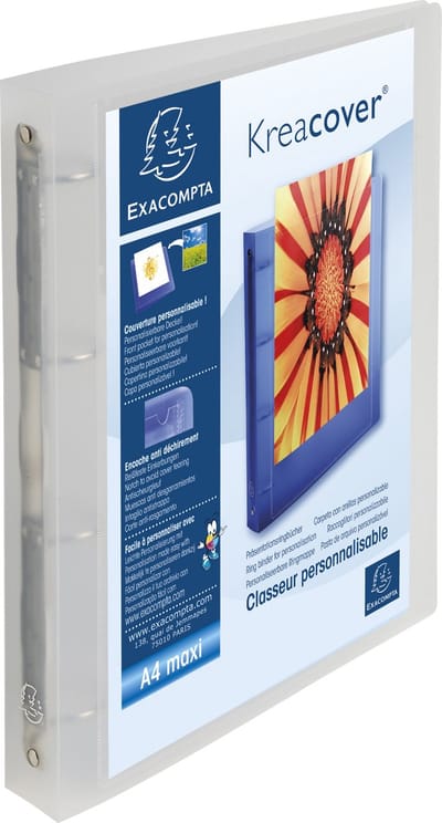 Exacompta 12x Kreacover Ringband Chromaline PP 10/10de met 4 ringen van 30mm - A4 maxi - Kleurloos - 51568E