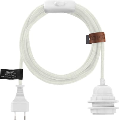 Lampfitting met stekker en schakelaar - Wit - 1 fitting wit