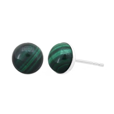 ARLIZI 2178 - Oorbellen groen malachiet oorstekers - sterling zilver - 8 mm