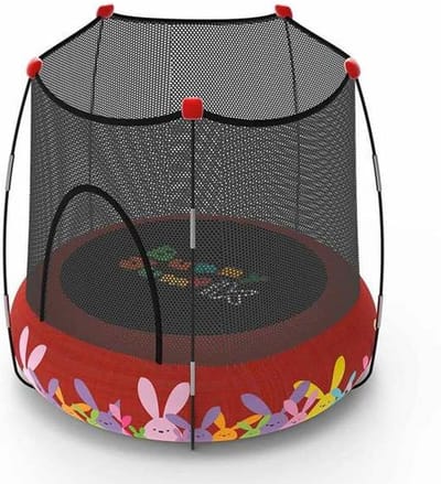 2-in-1 Trampoline Speeltoestel met Opblaasbaar Net - Rood