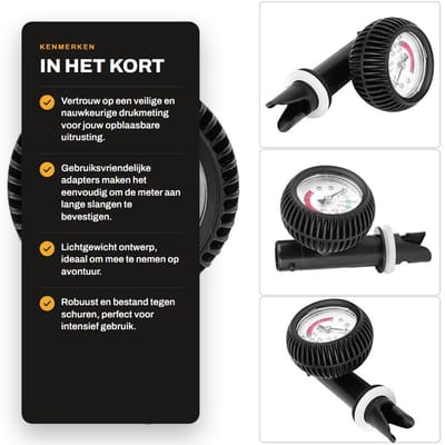 Dailygoods - Luchtdrukmeter - Opblaasbare Boot - Duurzaam PVC - Veiligheidsbarometer - Druktest voor Kajaks en Surfplanken - Perfect voor Wateractivit...