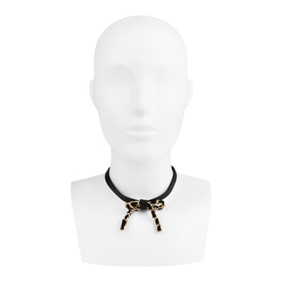 Mooie halsband van kunstleer met strik