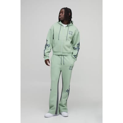 Gekrompen Kruis Capuchon Zip Uitlopende Gusset Trainingspak | Green | Size Small