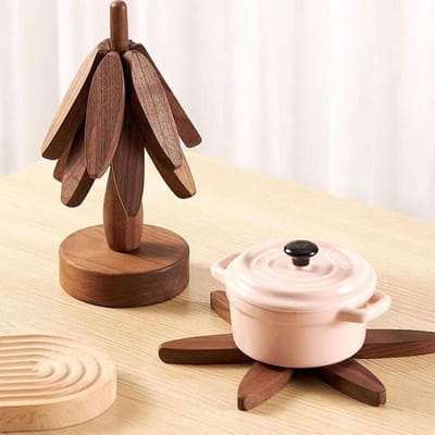 Houten Onderzetters - Boom Design - Tafel Beschermen - Hittebestendig - 3 Stuks - Hout