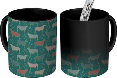 Magische Mok - Foto op Warmte Mokken - Koffiemok - Patronen - Hert - Groen - Magic Mok - Beker - 350 ML - Theemok