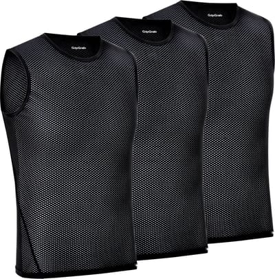GripGrab - Ultralight 3PACK Mesh Mouwloos Base Layer Zomer Fiets Ondershirt Polygiene Zweethemd - Zwart - Heren - Maat S