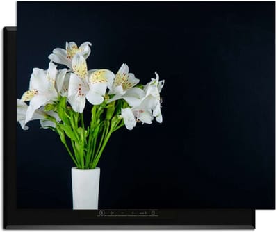 KitchenArt - White Whisper - Inductie Beschermer - 76x51.5 cm - Kookplaat Beschermer - Luxe Afdekplaat Inductieplaat - Anti-slip & Oprolbaar - Beschermmat Inductiekookplaat