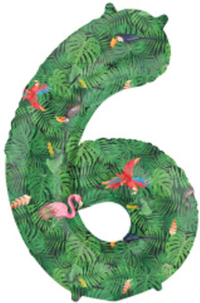 Folat - Folieballon Cijfer 6 Jungle Vibe - 86 cm