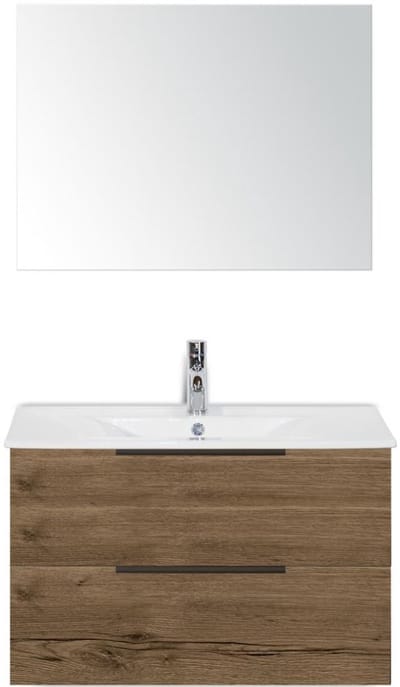 Seville Badmeubelset 80 cm - Tabacco Edge Greep - Wastafel Enjoy met Spiegel