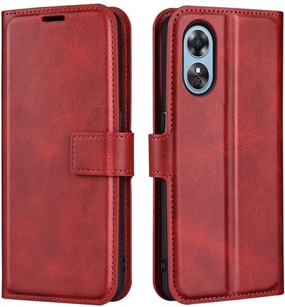 Coverup Hoesje - Geschikt voor OPPO A17 Hoesje - Coverup Deluxe Book Case - Rood