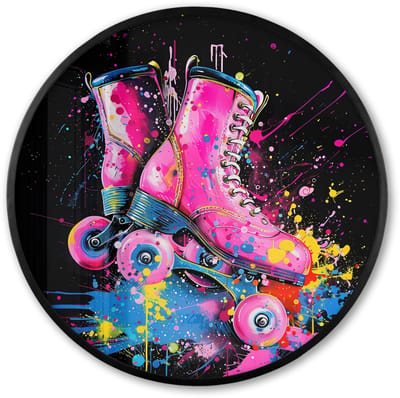 Poster in lijst Rond - Fotolijst 60x60 cm - Posters - Graffiti - Sport - Rolschaatsen - Skating - Ronde posterlijst zwart - Decoratie - Wanddecoratie woonkamer - Muurdecoratie slaapkamer