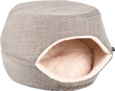 Kattenbed – katten slaapmand – kattenhuis – kattenhol – Cat cave – Bruin/Crème, 45 x 35 x 35 cm – Flamingo Slaapplaats Snoozebay