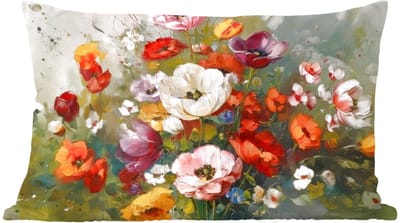 Sierkussens - Kussentjes Woonkamer - 60x40 cm - Vrolijk boeket - Dynamisch - Subtiele kleurspatten