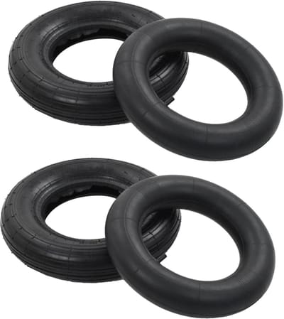 Kruiwagen Banden Set - Wiel en Binnenband - Materiaal Transport - Lekbestendig Rubber - 3.50-8 4PR - Zwart
