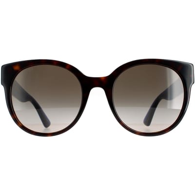 Gucci Cat Eye Dames Havana met blauwe en roodbruine gradiënt GG0035SN Zonnebril