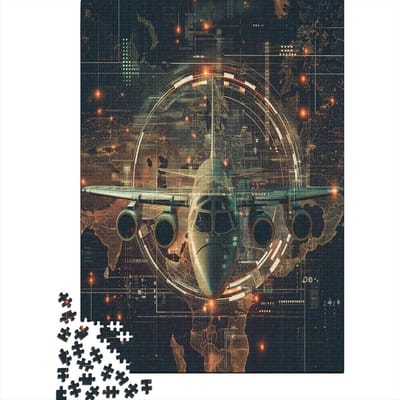 Vliegtuig Puzzel - 1000 Stukjes - Ontspanning Thuis - Hout Materiaal - 38x26cm - Cartoon