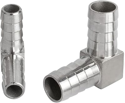 Roestvrijstalen 90 Graden Barbed Elbow Fittingen voor 25mm Buizen - 2 Stuks, Ideaal voor Pijpverbindingen en Slangkoppelingen