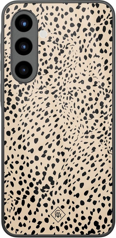 Casimoda® hoesje - Geschikt voor Samsung Galaxy A57 - Stippen bruin abstract - Luxe Hard Case Zwart - Backcover telefoonhoesje - Bruin/beige