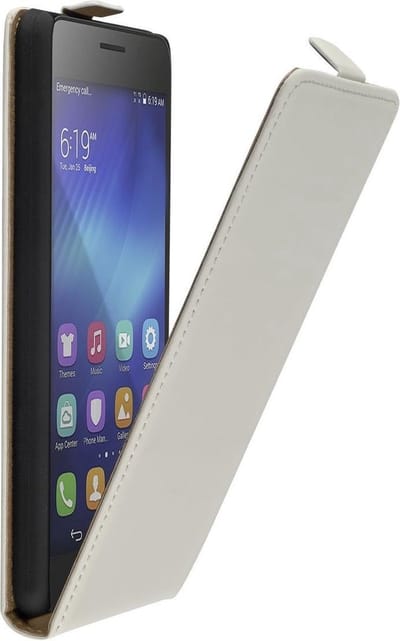 Wit premium leder flipcase Huawei Honor 6 Plus hoesje