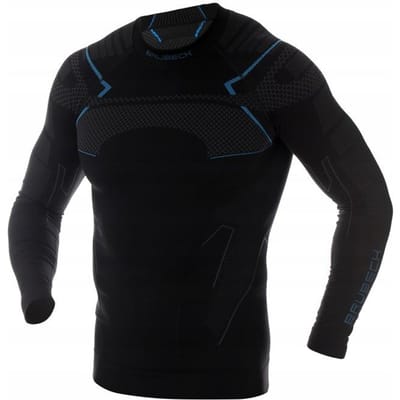 Brubeck Thermoshirt Heren met Nilit® Heat - Zwart/Blauw - XXL