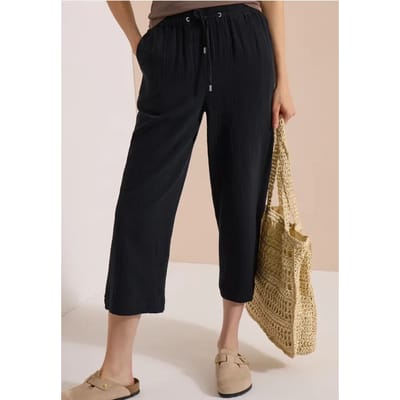 3/4-broek met Wide Leg pijpen van mousseline