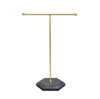 Dailygoods - Sieradenstandaard - Metalen T-bar - Functionele sieradenhouder - Wit/Zwart - Oorbel- en halskettingstandaard - Organiseer je sieraden - G...