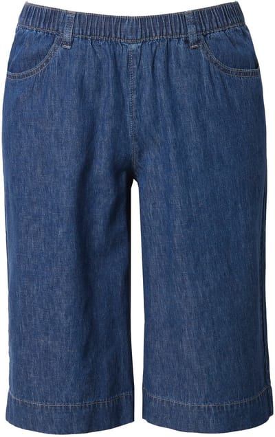 Laurasøn - Dames - Linnen broek wijde pijp elastische tailleband - Blauw denim - Maat 56