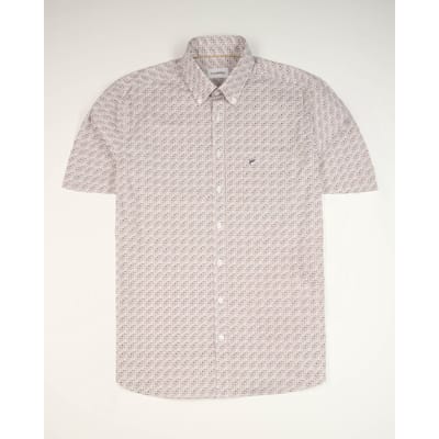 Campbell camel heren overhemd   Regular fit   Borstzakken   Grafisch patroon   Knoopsluiting   Korte mouw Camel M
