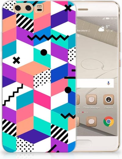 Huawei P10 Plus TPU Hoesje Blokken Kleurrijk