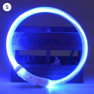 Livano Lichtgevende Halsband - Verlichte Halsband - Lichtgevend - Hond - Kat - Lampje - Hondenhalsband Led - Oplaadbaar - Blauw - S