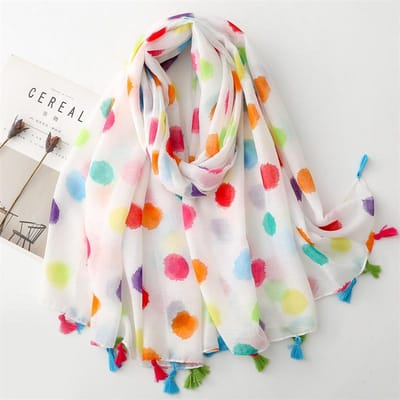 Écharpe de Luxe Pois Châle en Coton Enveloppement pour Dame Grande Pashmina Hijab Bandeau Écharpes Turban Islamique Bufanda Foulard Châles gray