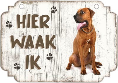 Hier Waak Ik: Tosa | Waakbord | Spreukenbord | Hondenras | Hond | Betreden op eigen risico | Pas Op Voor De Hond | Deurbordjes | Bewaker Van Dit Huis